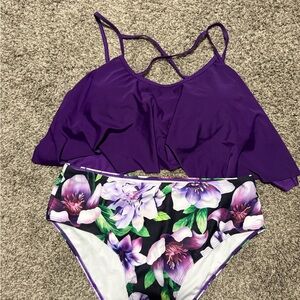 Purple Floral Bikini Set
